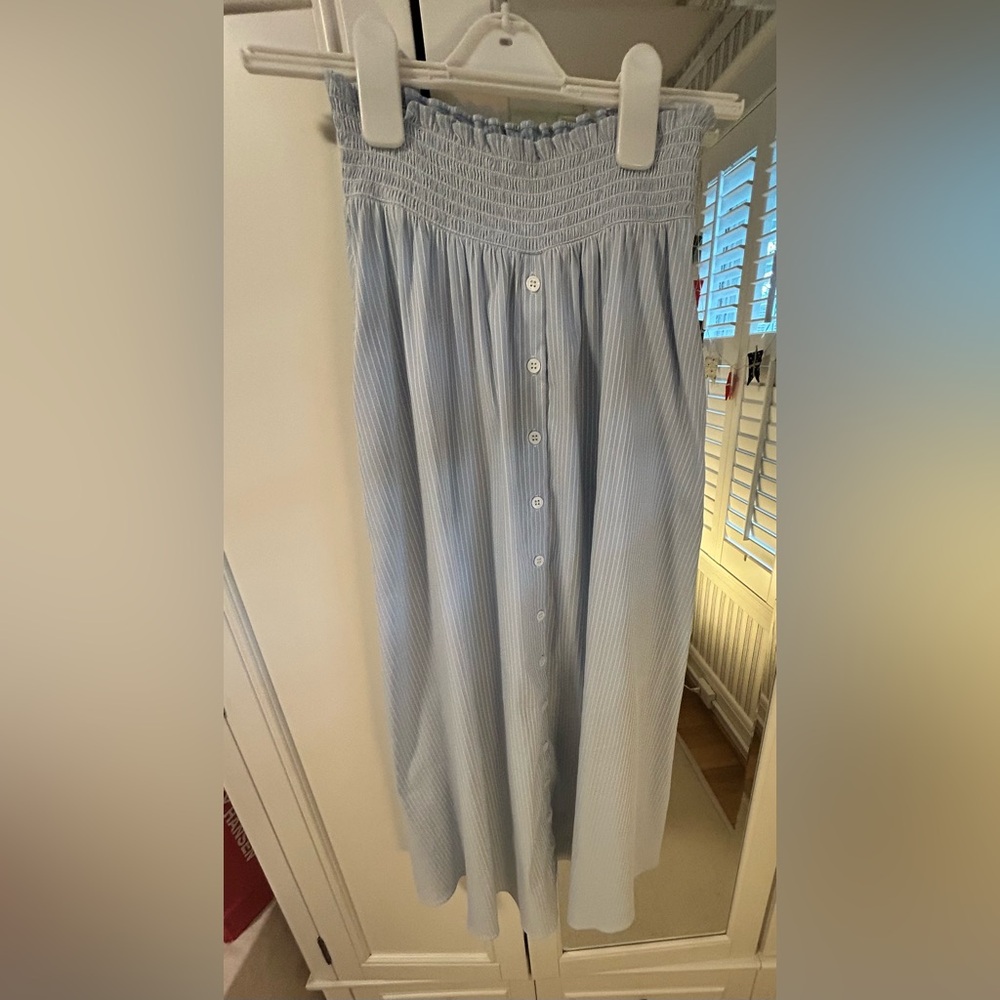 La Ligne Sky Blue Button-Front Midi Skirt